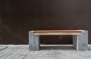 Concrete and wood outdoor chair