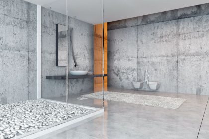 Designer concrete bathroom